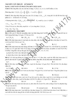 Luyện thi THPT Quốc gia môn Hóa học Lớp 12 - Dạng 1 Bài toán về phản ứng đốt cháy este - Nguyễn Văn Thuấn